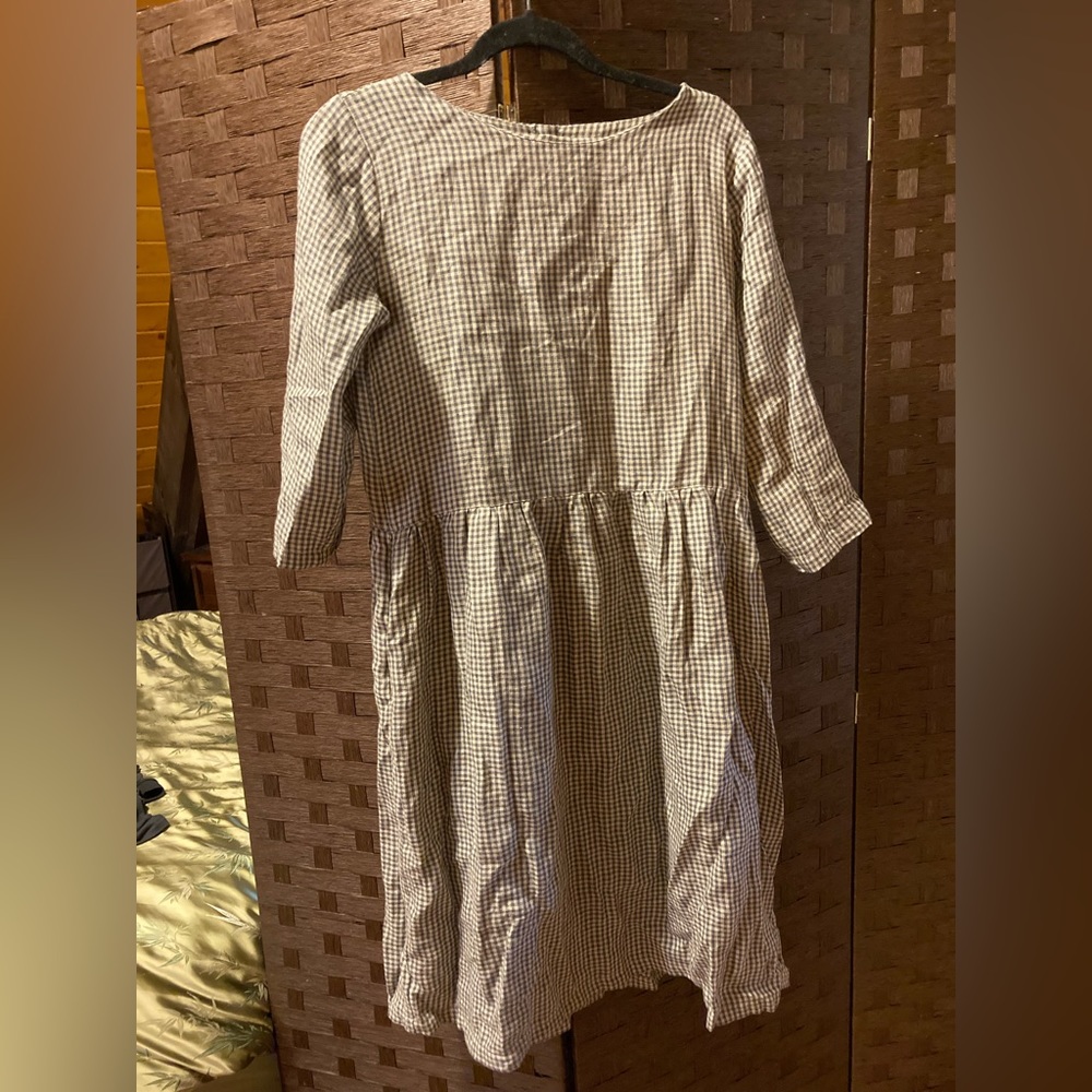 Simply Grey Life Gingham Linen Dress